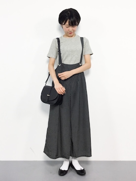 「黒スキニー」｜「アイテム（オールインワン・サロペット）」を使った、まるさん（レディース・161cm）の夏コーディネート