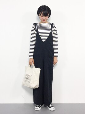 「FREE'S MART（フリーズマート）のアイテム（つなぎ/オールインワン）」を使った、まるさん（レディース・161cm）の夏コーディネート