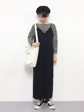 「GLACIER（グラシア）のアイテム（つなぎ/オールインワン）」を使った、まるさん（レディース・161cm）の秋コーディネート