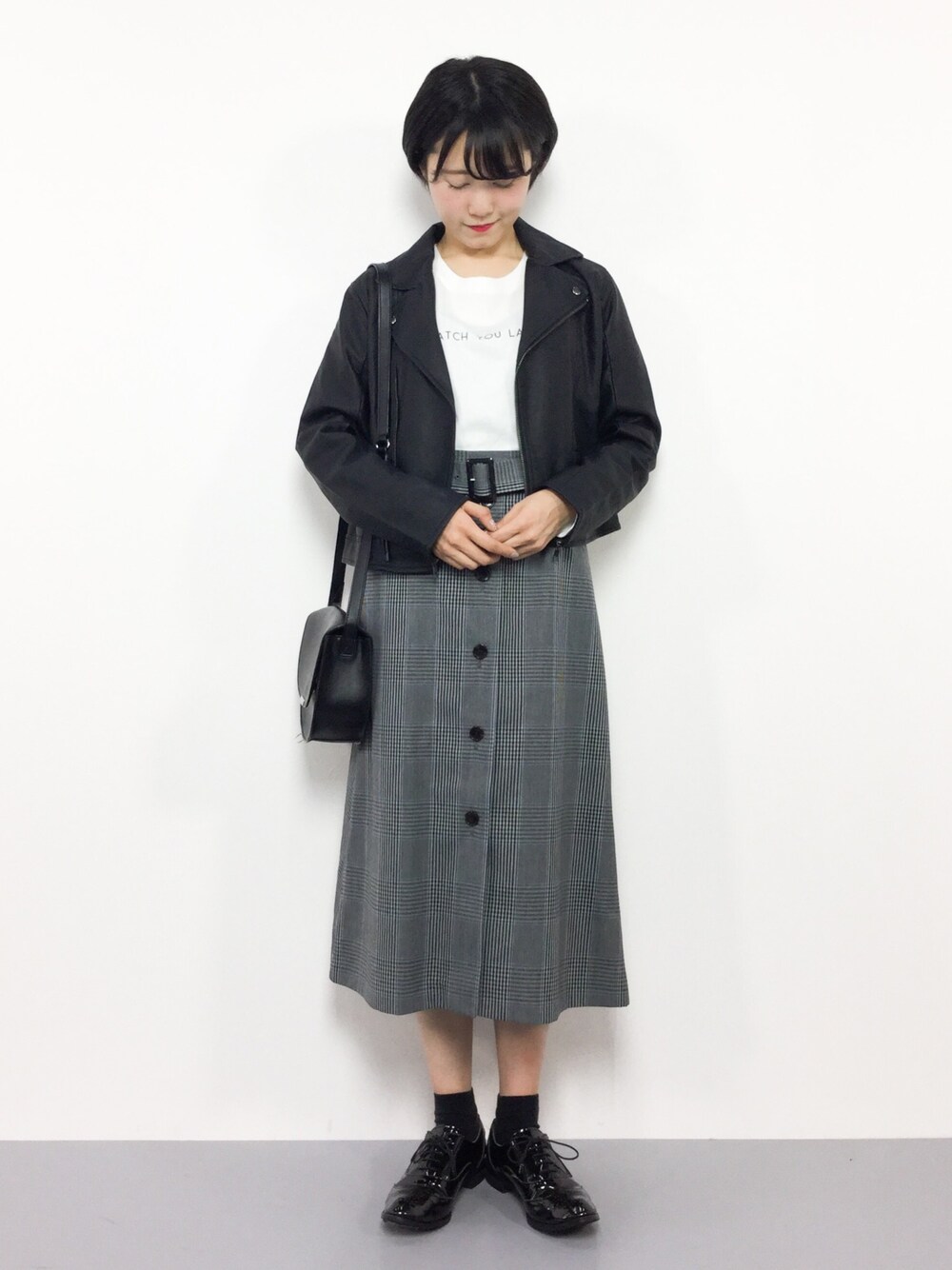 SHIPS（シップス）の「グレンチェックボタンフレアスカート