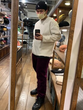 「KANGOL（カンゴール）のアイテム（ニットキャップ/ビーニー）」を使った、こがちゃんさん（メンズ・175cm）の冬コーディネート