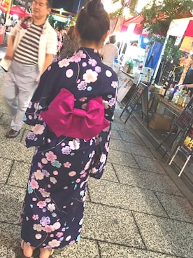 「Honeys（ハニーズ）のアイテム（浴衣）」を使った、ゆぅさん（レディース・153cm）の夏コーディネート