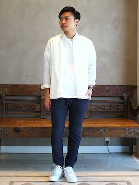 「THING FABRICS（シングファブリックス）のアイテム」を使った、mizutaniさん（メンズ・178cm）の春コーディネート