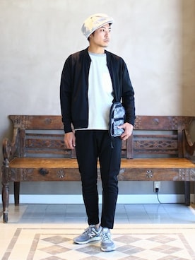 「ポケットＴシャツ」｜「アイテム（ブルゾン）」を使った、mizutaniさん（メンズ・178cm）の秋コーディネート