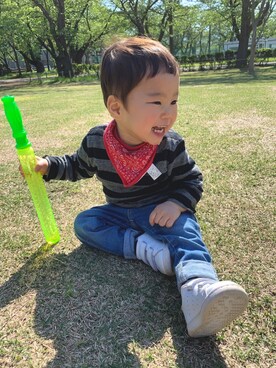 「西松屋（ニシマツヤ）のアイテム（財布/小物）」を使った、toumaさん（キッズ・80cm）の秋コーディネート
