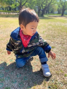 「西松屋」｜「アイテム（ナイロンジャケット）」を使った、toumaさん（キッズ・80cm）の秋コーディネート