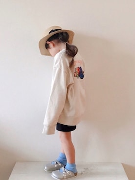 「FRUIT OF THE LOOM（フルーツオブザルーム）のアイテム（スウェット）」を使った、sui_mmyさん（キッズ・100cm）の春コーディネート