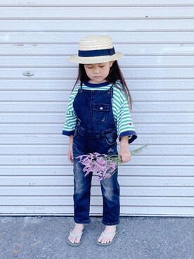 「Champion」｜「アイテム（サロペット/オーバーオール）」を使った、sui_mmyさん（キッズ・100cm）の春コーディネート