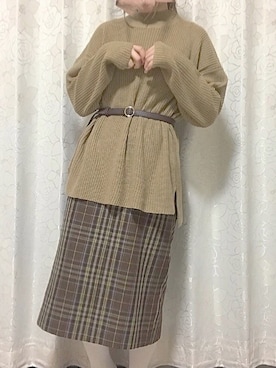 「白タイツ」｜「アイテム（チュニック）」を使った、🧸🎈さん（レディース・151cm）の冬コーディネート
