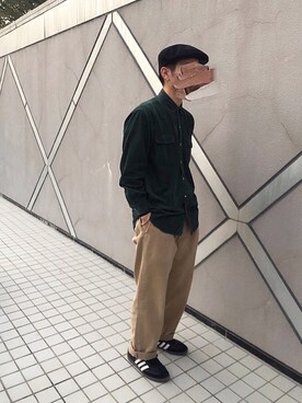 「シンプルおしゃれが好き」｜「アイテム（ハンチング/ベレー帽）」を使った、mehtさん（メンズ・168cm）の秋コーディネート