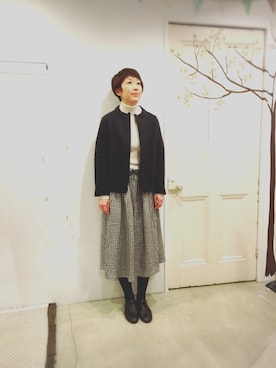 「YARRA（ヤラ）のアイテム（その他アウター）」を使った、YARRAdouxbleu三宮店さん（レディース・159cm）の冬コーディネート