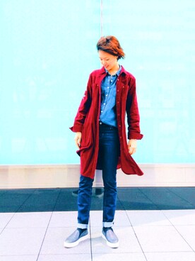 「Levis」｜「アイテム（チェスターコート）」を使った、twinslifestyleさん（レディース・165cm）の春コーディネート
