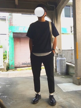 「Dr. Martens（ドクターマーチン）のDr.Martens (ドクターマーチン)/1461 3EYE GIBSON SHOES（その他シューズ）」を使った、hiiraさん（メンズ・167cm）の夏コーディネート