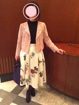 「MISCH MASCH（ミッシュマッシュ）のアイテム（ライダースジャケット）」を使った、mikさん（レディース・157cm）の春コーディネート