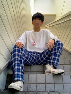 Terrrywさんの「【ユニセックスでオススメ！/16色展開】シェフパンツ/バギーパンツ/chef pants/ビッグシルエットパンツ/ツイル/コーデュロイ/ペイズリー/カモフラージ」を使ったコーディネート