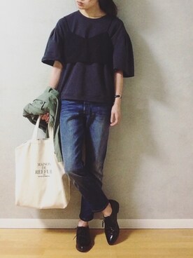「MAISON DE REEFUR（メゾンドリーファー）のリーファー 2WAY トートバッグ（トートバッグ）」を使った、dxさん（レディース・162cm）の春コーディネート
