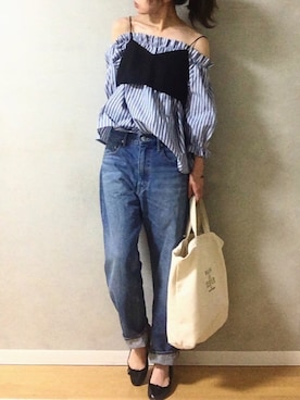 「MAISON DE REEFUR（メゾンドリーファー）のリーファー 2WAY トートバッグ（トートバッグ）」を使った、dxさん（レディース・162cm）の春コーディネート