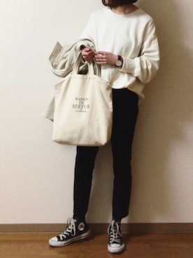「MAISON DE REEFUR（メゾンドリーファー）のリーファー 2WAY トートバッグ（トートバッグ）」を使った、dxさん（レディース・162cm）の春コーディネート