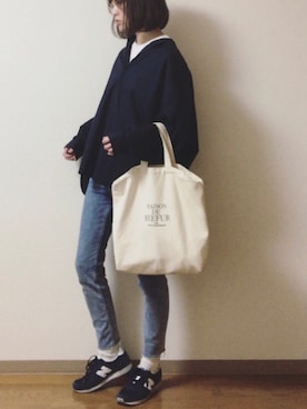 「MAISON DE REEFUR（メゾンドリーファー）のリーファー 2WAY トートバッグ（トートバッグ）」を使った、dxさん（レディース・162cm）の春コーディネート