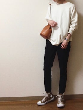 「JOURNAL STANDARD relume（ジャーナルスタンダード　レリューム）のアイテム（Tシャツ/カットソー、ホワイト系）」を使った、dxさん（レディース・163cm）の春コーディネート