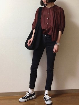 「BEAUTY&YOUTH UNITED ARROWS（ビューティーアンドユースユナイテッドアローズ）のアイテム（シャツ/ブラウス、ブラウン系）」を使った、dxさん（レディース・163cm）の春コーディネート