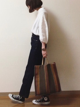 「ZARA（ザラ）のアイテム（シャツ/ブラウス、ホワイト系）」を使った、dxさん（レディース・163cm）の夏コーディネート