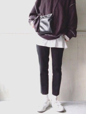 「BEAUTY&YOUTH UNITED ARROWS（ビューティーアンドユースユナイテッドアローズ）のBY ライトファブリック ミニショルダーバッグ ◇：（ショルダーバッグ、ブラック系）」を使った、dxさん（レディース・163cm）の冬コーディネート