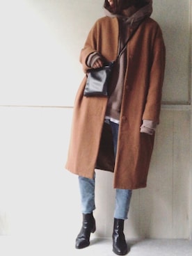 「BEAUTY&YOUTH UNITED ARROWS（ビューティーアンドユースユナイテッドアローズ）のBY ライトファブリック ミニショルダーバッグ ◇：（ショルダーバッグ、ブラック系）」を使った、dxさん（レディース・163cm）の冬コーディネート