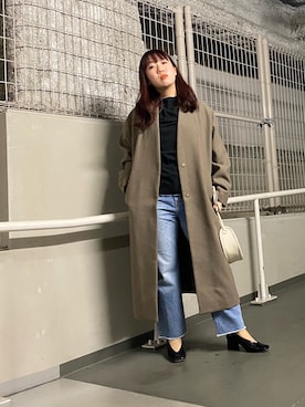 「KBF+」｜「アイテム（ノーカラージャケット）」を使った、ひーさんさん（レディース・154cm）の冬コーディネート