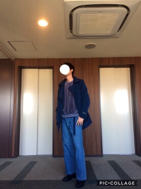 「DIESEL（ディーゼル）のアイテム（トレンチコート）」を使った、sさん（メンズ・177cm）の秋コーディネート