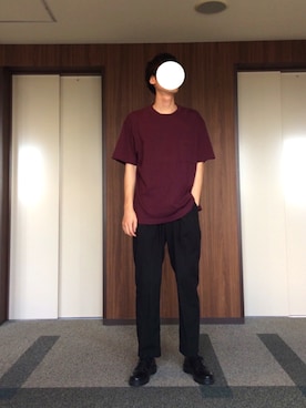 「GU（ジーユー）の（GU）コットンリネンスリムフィットトラウザー（MEN ⁄ チノ・イージーパンツ・デザインパンツ）」を使った、sさん（メンズ・177cm）の夏コーディネート