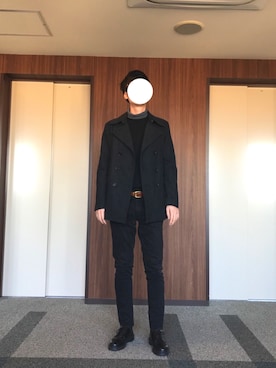 「COMME CA ISM（コムサイズム）のアイテム（ピーコート）」を使った、sさん（メンズ・177cm）の秋コーディネート