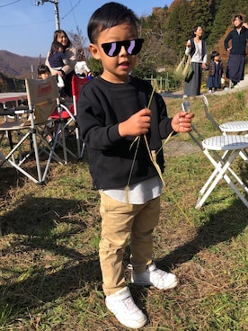 「ADPOSION（アドポーション）のアイテム（パンツ）」を使った、tamaさん（キッズ・110cm）の冬コーディネート