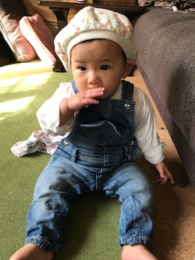 「ハンチング」｜「アイテム（オールインワン・サロペット）」を使った、minawashinさん（キッズ・70cm）の春コーディネート