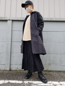 「RODEO CROWNS WIDE BOWL（ロデオクラウンズワイドボウル）のアイテム（ステンカラーコート）」を使った、しぃさん（レディース・164cm）の春コーディネート