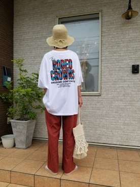 「OZOC（オゾック）のアイテム（トートバッグ）」を使った、しぃさん（レディース・164cm）の夏コーディネート