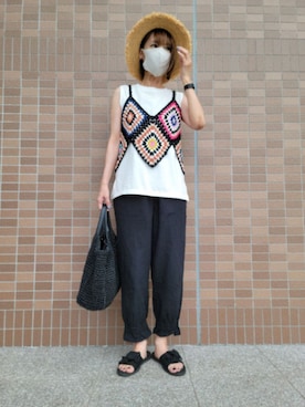 「SLY（スライ）のアイテム（イヤリング）」を使った、しぃさん（レディース・164cm）の夏コーディネート