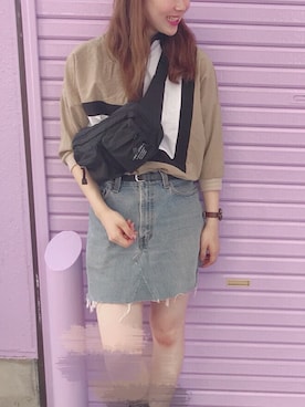 「リメイクデニム」｜「アイテム（レッグウェア）」を使った、こもさん（レディース・170cm）の夏コーディネート