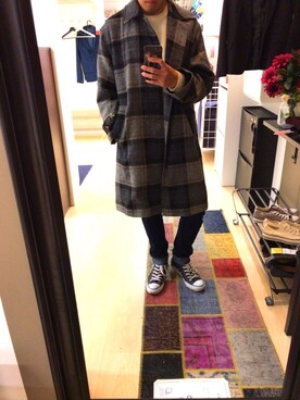 「niko and...（ニコアンド）のアイテム（ステンカラーコート）」を使った、ryoさん（メンズ・167cm）の冬コーディネート