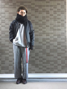 「HARE（ハレ）のアイテム（ハンチング/ベレー帽）」を使った、🐯としくん🐯さん（メンズ・171cm）の冬コーディネート
