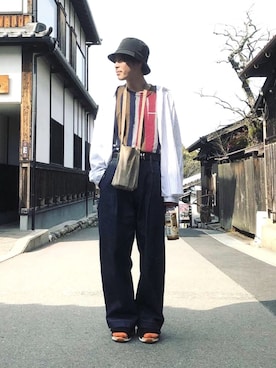 「sunsea」｜「アイテム（帽子）」を使った、🐯としくん🐯さん（メンズ・171cm）の春コーディネート