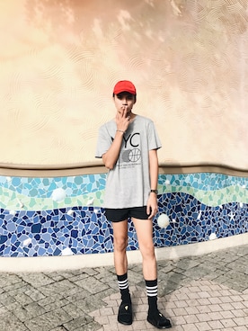 「cotton on（コットンオン）のアイテム（帽子）」を使った、Ta Chatchaiさん（メンズ・182cm）の春コーディネート