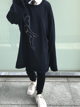 「DRESSEDUNDRESSED（ドレスドアンドレスド）のアイテム（スウェット）」を使った、ﾊﾔｼさん（メンズ・165cm）の春コーディネート