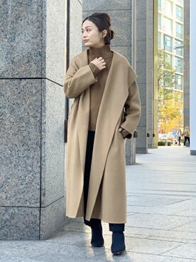 「AP STUDIO（エーピーストゥディオ）のアイテム（その他アウター）」を使った、staff Kさん（レディース・158cm）の冬コーディネート