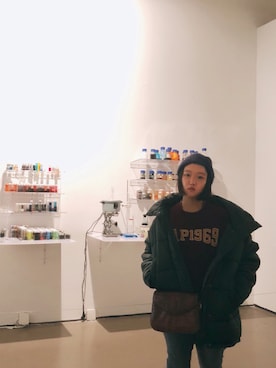 「MONKI（モンキ）のアイテム（ダウンジャケット/コート）」を使った、ersilanさん（レディース・165cm）の冬コーディネート