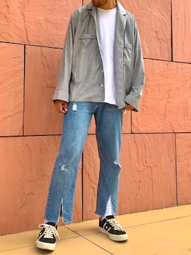 「JOINT WORKS（ジョイントワークス）のアイテム（シャツ/ブラウス）」を使った、TAKESHIさん（メンズ・178cm）の春コーディネート