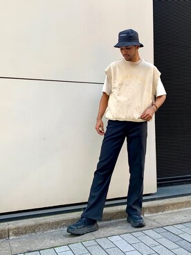 「JOINT WORKS（ジョイントワークス）のアイテム（帽子）」を使った、TAKESHIさん（メンズ・178cm）の春コーディネート