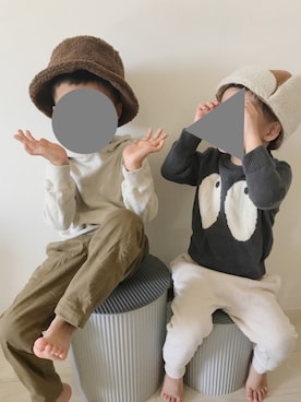 「アイテム（ハット、ブラウン系）」を使った、h39さん（キッズ・110cm）の秋コーディネート