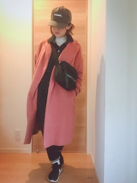 「カラーコート」｜「アイテム（デニムジャケット）」を使った、瑞泉さん（レディース・157cm）の冬コーディネート