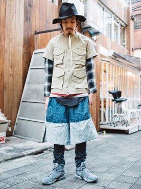 「sunsea」｜「アイテム（帽子）」を使った、usubaneさん（メンズ・178cm）の秋コーディネート